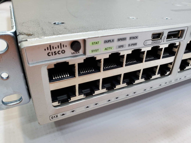 Cisco WS-C3850-48T-S - 48 Port Gigabit IP Base Switch w/ 2 AC Power Supply (