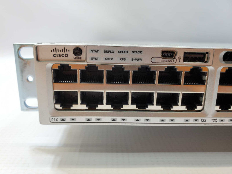 Cisco WS-C3850-48T-S - 48 Port Gigabit IP Base Switch w/ 2 AC Power Supply (