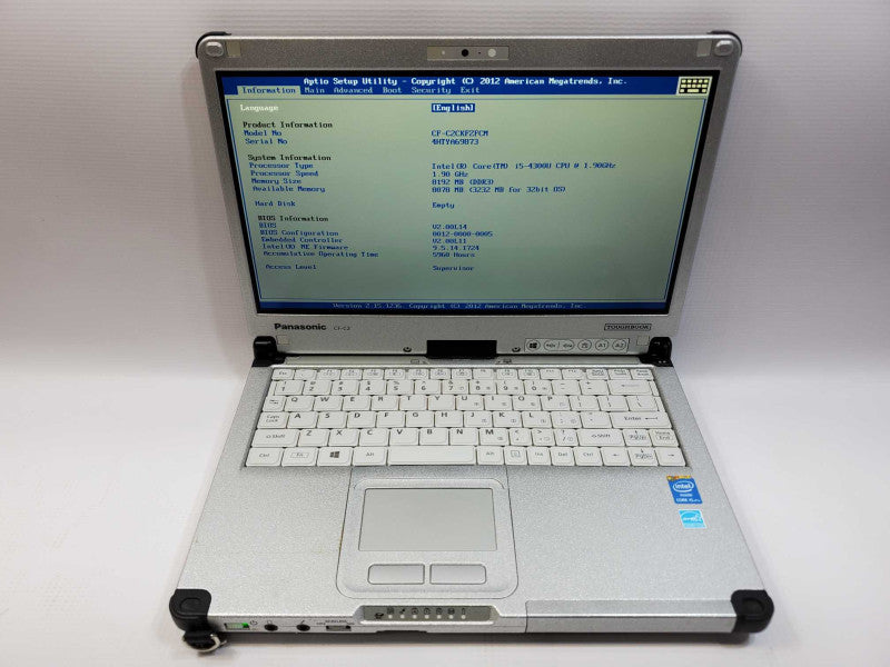 Panasonic CF-C2 12.5\\" Core i5-4300U @ 1.9 GHz 8GB Ram No HDD 5960 Hrs (