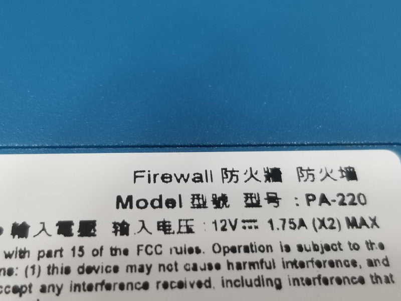 Palo Alto PA-220 Network Security Appliance Firewall, QTY ~