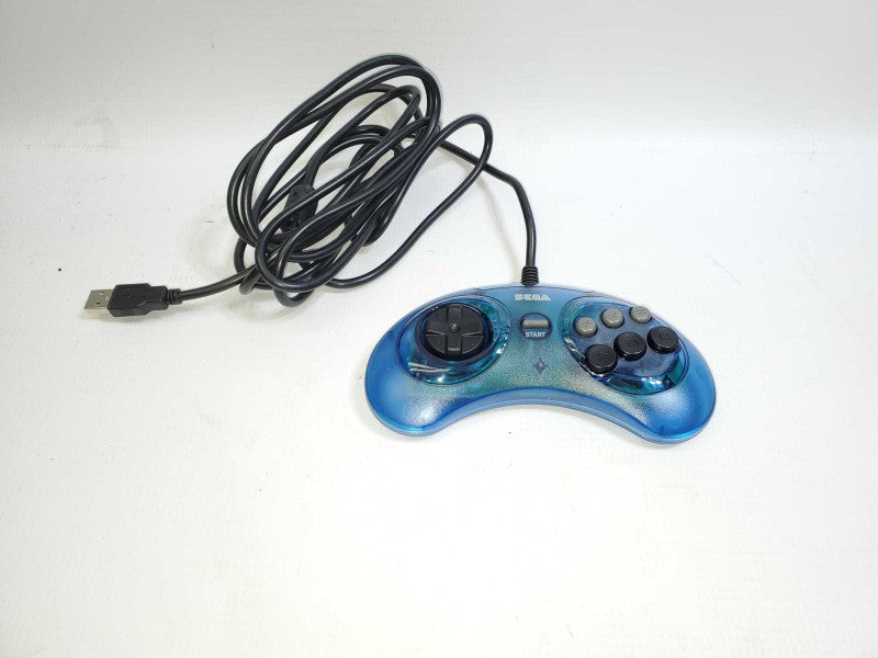 Retro-Bit Official USB Controller 6-Button for Sega Genesis Mini, PC/Mac Blue