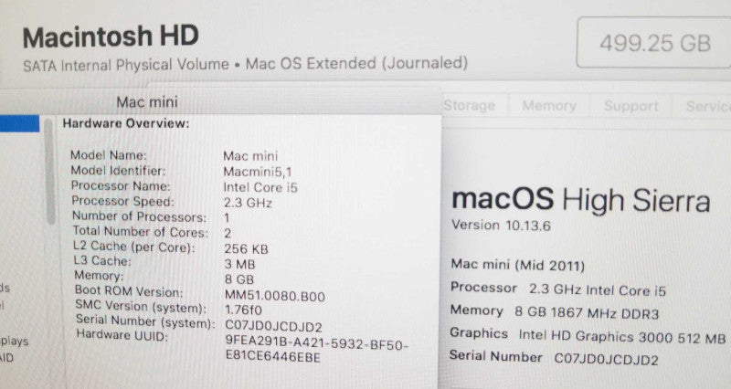 Mac mini - M.2011 A1347, i5-2415M 2.3GHz / 8GB, intel HD 3000, 500GB HDD, ~