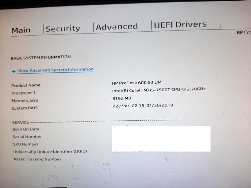 HP ProDesk 600 G3 DM i5-7500T @2.70GHz 8GB RAM - No HDD +
