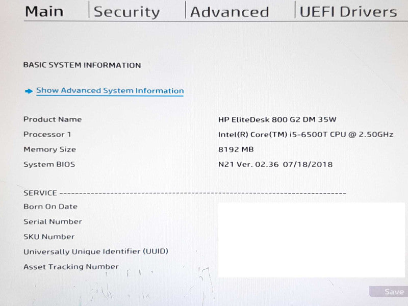 HP EliteDesk 800 G2 DM 35W i5-6500T @ 2.5GHz 8GB RAM - NO HDD +