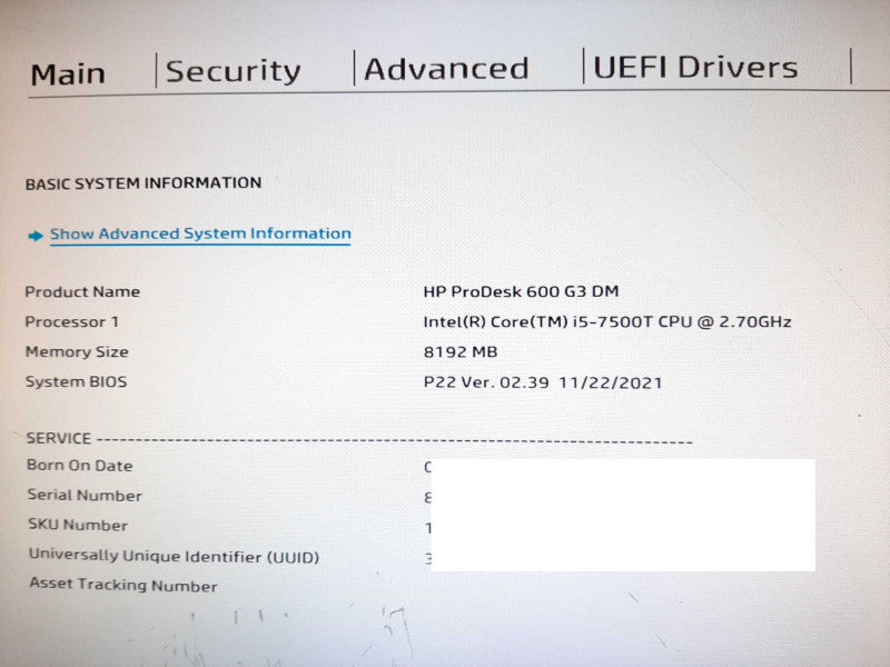 HP ProDesk 600G3 DM i5-7500T @ 2.70GHz 8GB RAM - No HDD +