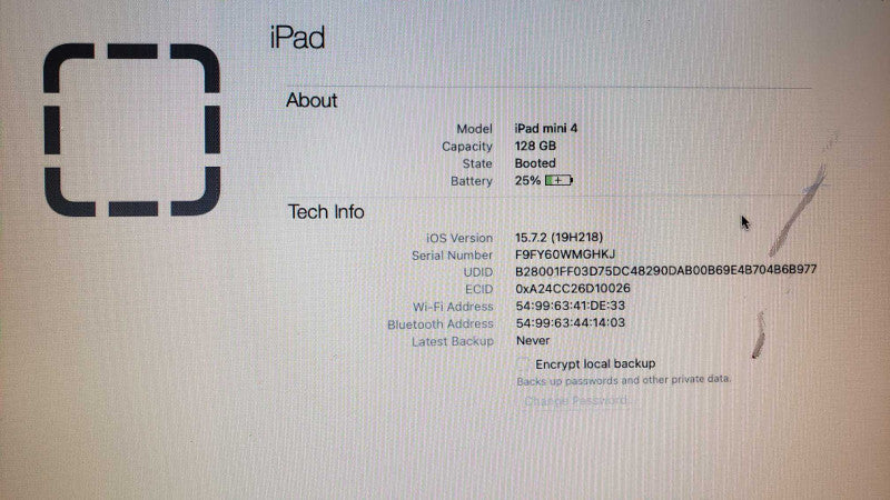 Apple iPad Mini 4 A1538 128G READ [