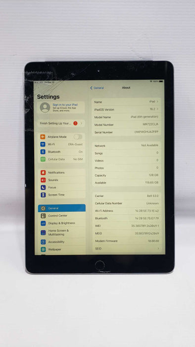 Apple iPad 6 9.7\\" A 1954 2018 WiFi/Cellular 128G READ [