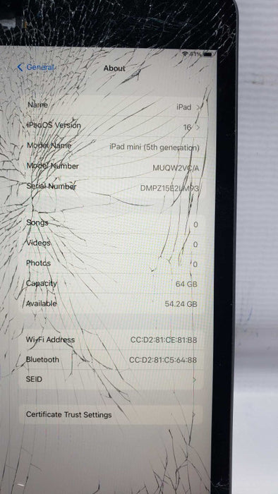 Apple iPad Mini 5 A2133 WiFi 64G READ [