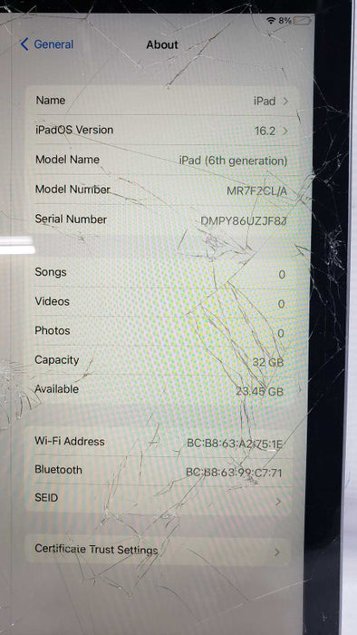 Apple iPad 6 A1893 Wifi 32G READ [