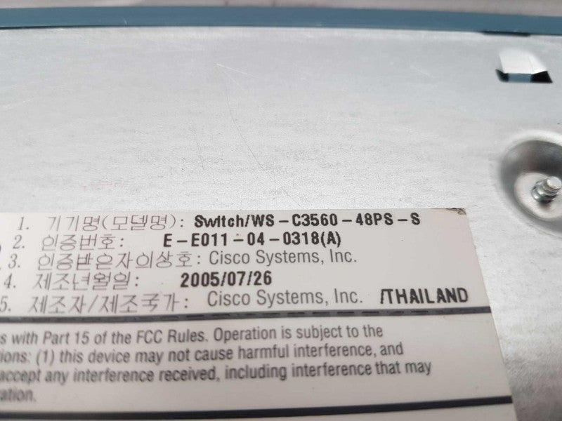 Cisco Systems Catalyst 3750 Series PoE-48 WS-C3560-48PS-S #