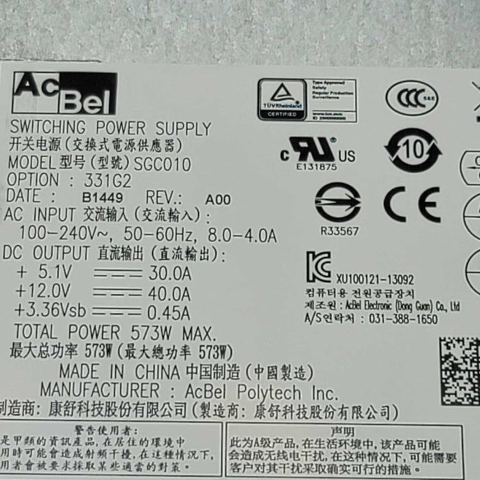 HP AcBel 814665-001 HPE MSA 2040 595 WATT Power Supply
