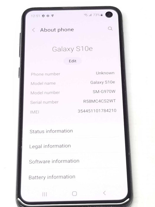 Samsung Galaxy S10e SM-G970W 128GB Unlocked, Read