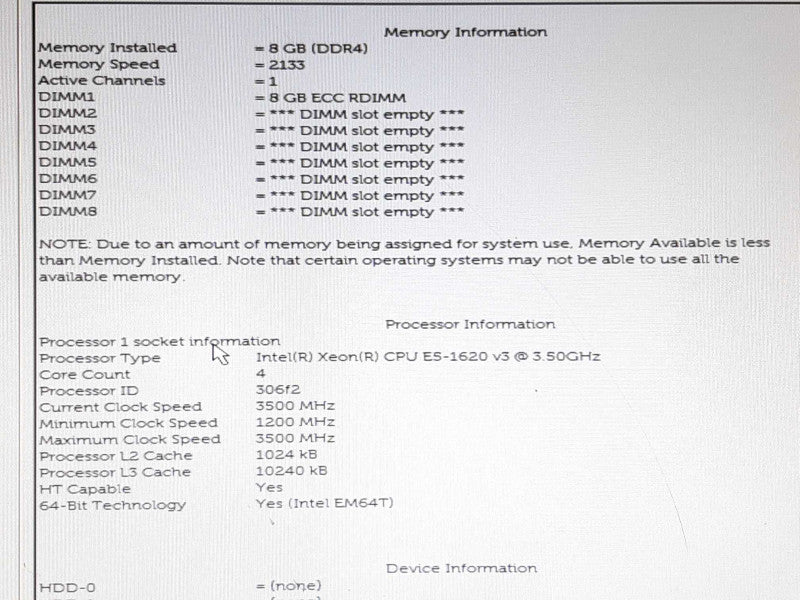 Dell Precision Tower 5810 Xeon E5-1620 v3 @ 3.5GHz 8GB RAM - No GPU / HDD / OS +