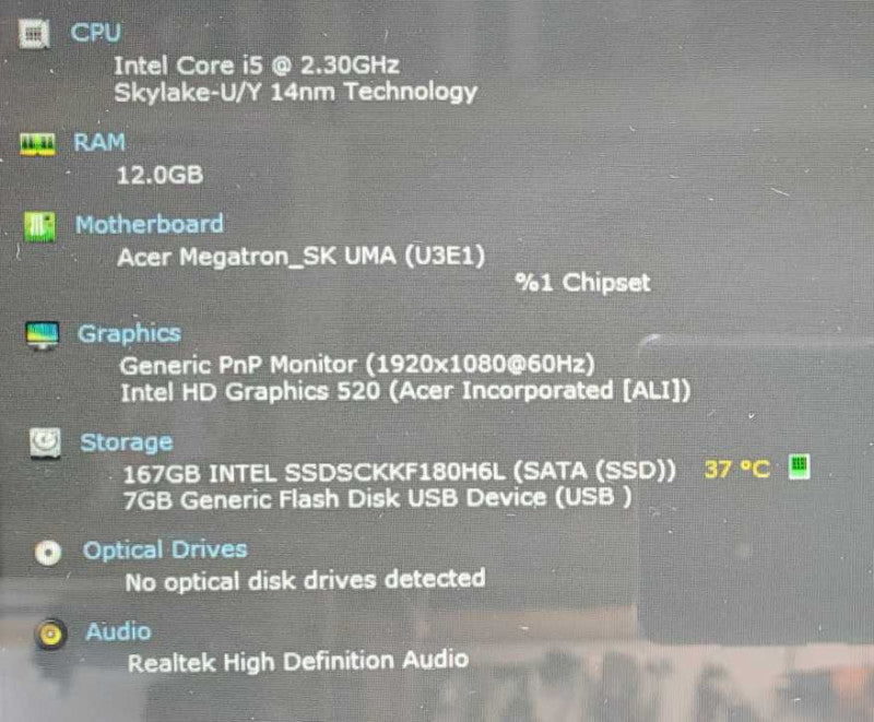 Acer Aspire R15 [Core i5-6200U @ 2.3GHz - 12GB Ram - 180GB SSD - Touchscreen] (