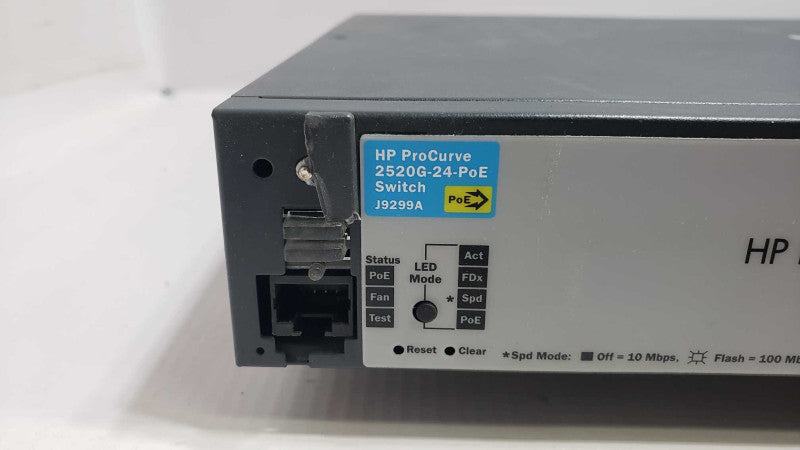HP Hewlett Packard 2520G J9299A 24 RJ45 4 SFP Port Gigabit Switch READ [
