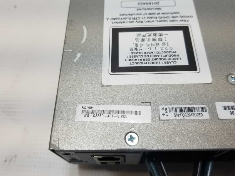 Cisco WS-C3850-48T-S 48- Port GigaBit Switch, 2x PSU, Factory Reset _