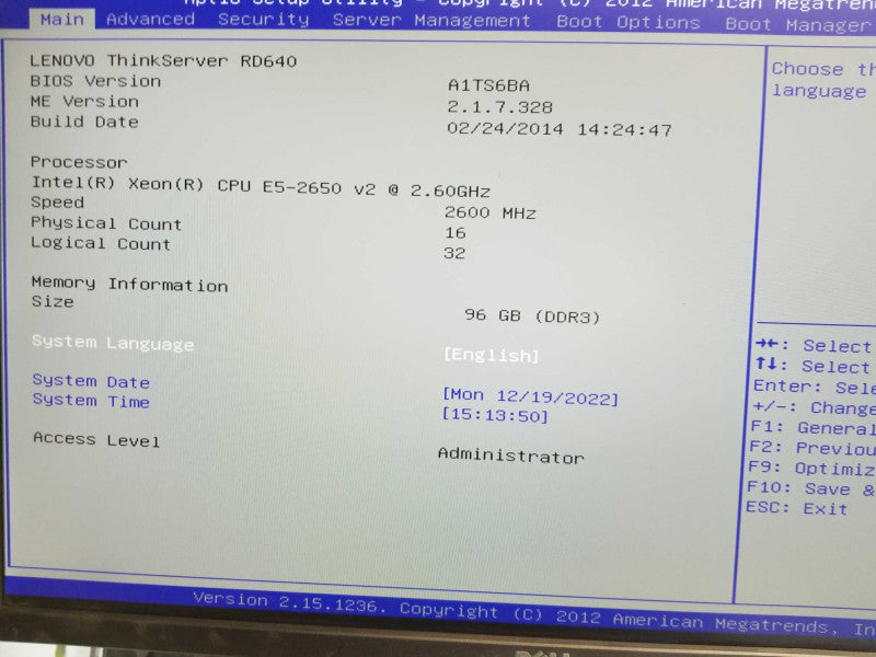 Lenovo TS RD640 2x Xeon E5-2650 V2 2.60ghz 96gb RAM 9270CV-8i Raid 2xPSU 2.5\\" _