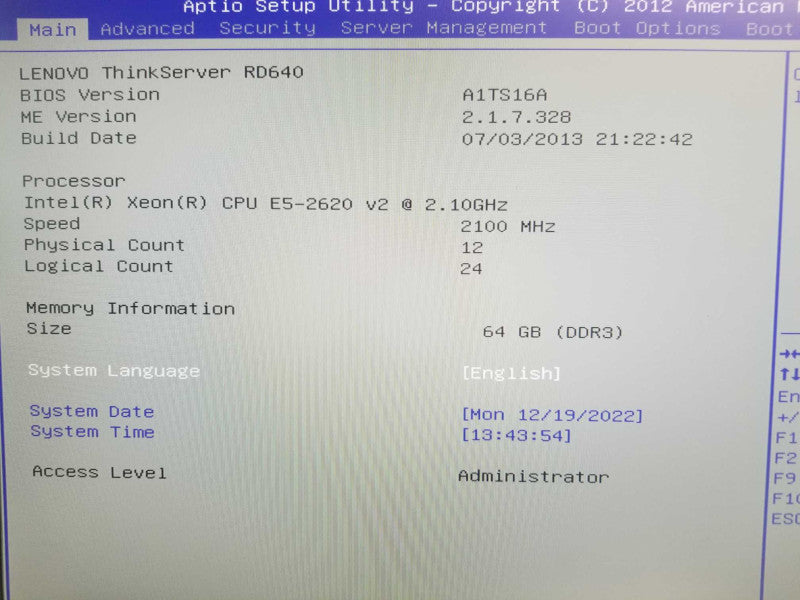 Lenovo TS RD640 2x Xeon E5-2620 V2 2.10ghz 64gb RAM 9260-8i Raid 2xPSU 3.5\\" _