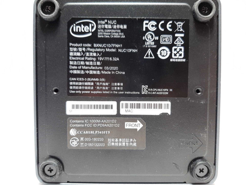 Intel NUC10FNH BXNUC10i7FNH1 i7-10710U @ 1.1GHz 8GB RAM - NO HDD +