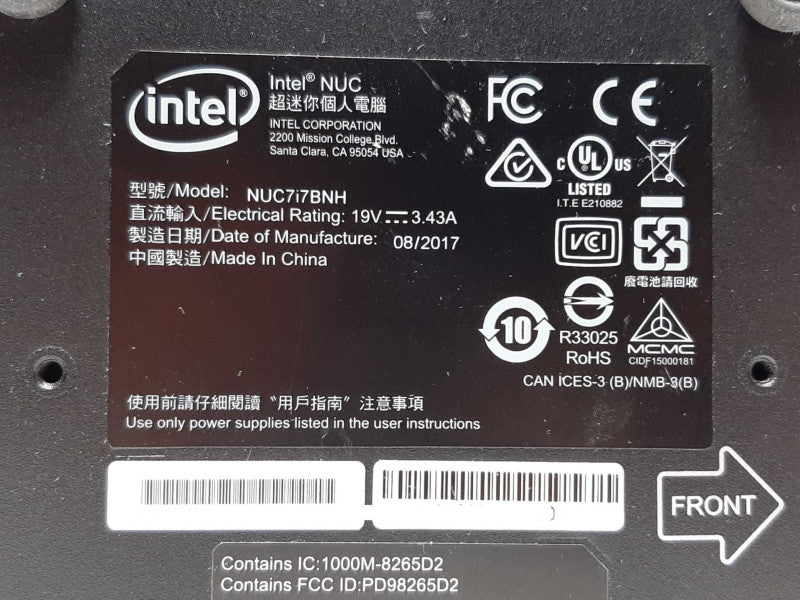 Intel NUC7i7BNH i7-7567U @ 3.50GHz 8GB RAM - No HDD +