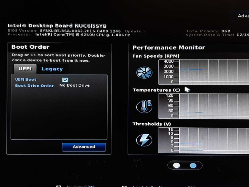 Intel NUC 6i5SYH i5-6260U @ 1.80GHz 8GB RAM - No HDD +