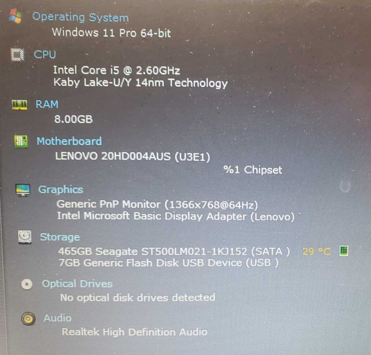 Lenovo ThinkPad T470 [Core i5-7300U @ 2.6 GHz - 8 GB Ram - 500GB HDD - 14\\"] (