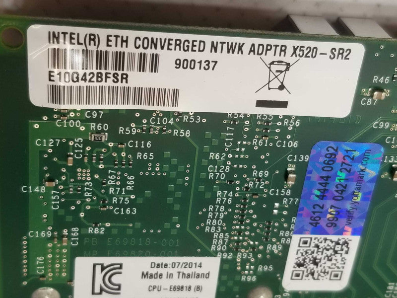 Intel Eth Converged 10G network adapter X520-SR2 E10G42BFSR, Full Height _