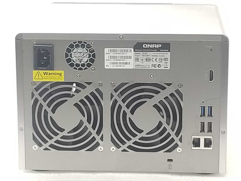 QNAP TS-651 6-Bay Network attached storage with 2x 4TB HDDs, Factory reset _