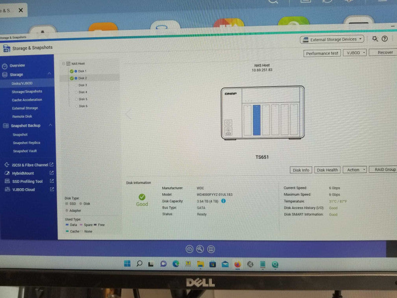 QNAP TS-651 6-Bay Network attached storage with 2x 4TB HDDs, Factory reset _