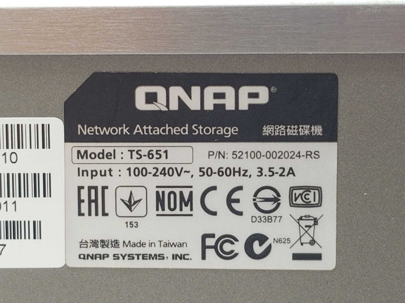QNAP TS-651 6-Bay Network attached storage with 2x 4TB HDDs, Factory reset _
