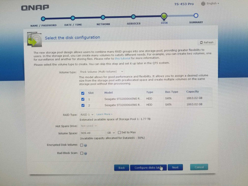 QNAP TS-453 Pro NAS 4 Bay with 2x 2TB HDDs, HDMI, Factory reset _