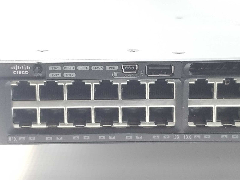 Cisco WS-C3650-48PS-S 48-Port Gig PoE Managed Switch, 2x C3650-Stack, 2x PSU _