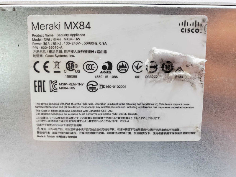 Cisco Meraki MX84-HW Cloud-Managed Security Appliance UNCLAIMED (