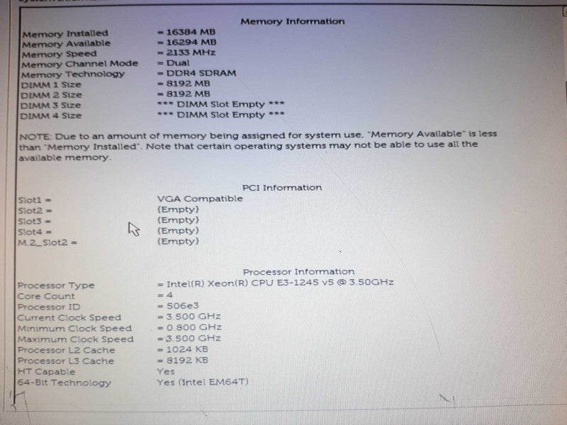 Dell Precision Tower 3620 Xeon E3-1245v5@3.5GHz 16GB DDR4 NO GPU No HDD +