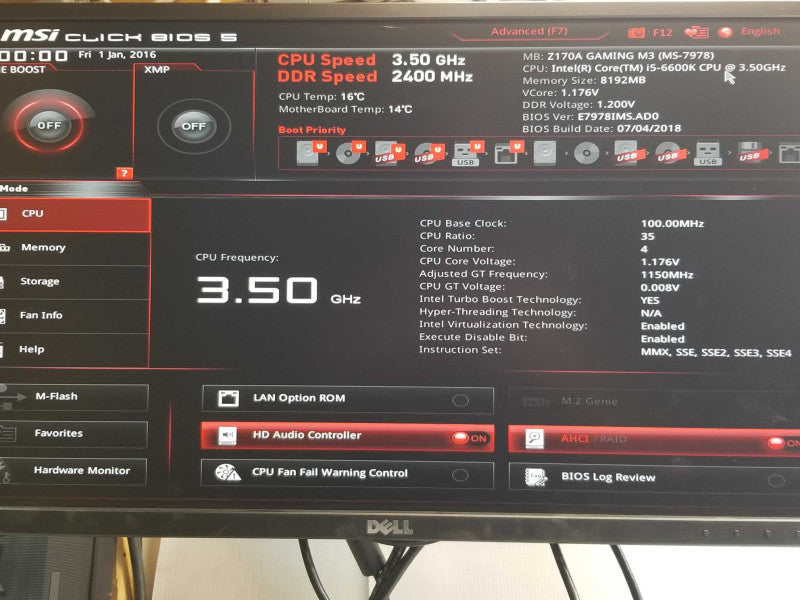 Custom/MSI Tower PC i5-6600k 3.5GHz 8GB DDR4, 8x HDD caddies _