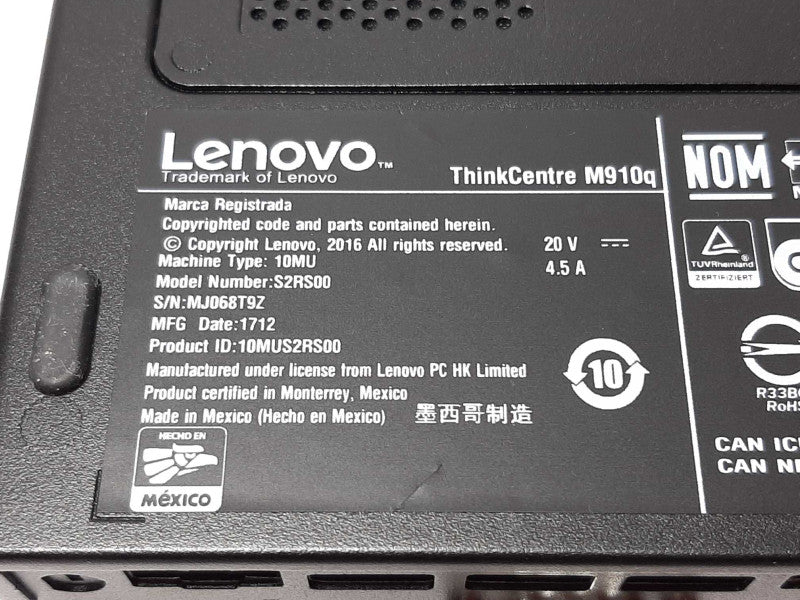 Lenovo ThinkCentre M910q i5-6500T @ 2.5GHz 8GB RAM - NO HDD +