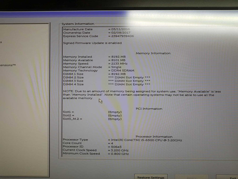 Dell Optiplex 7040 i5-6500 @ 3.20ghz / 8gb ram / READ #
