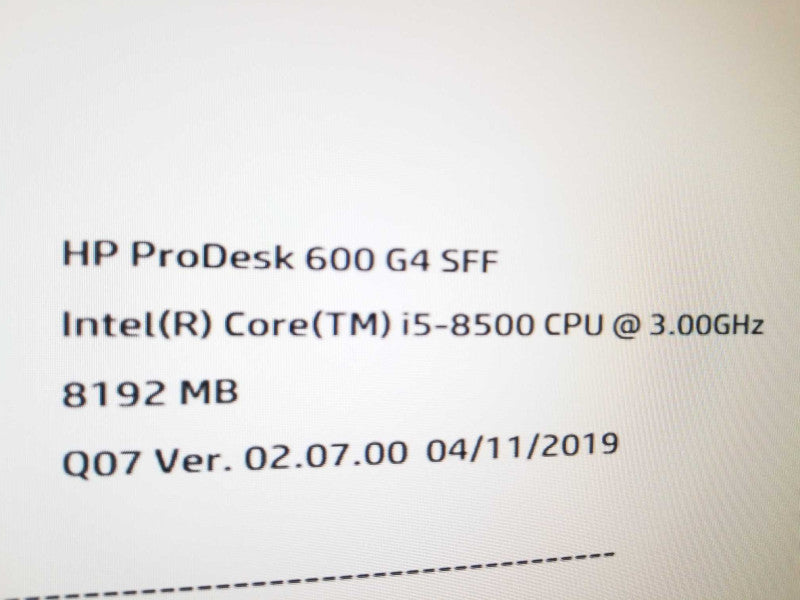 HP ProDesk 600 G4 SFF Desktop, i5-8500 3.0GHz/8GB DDR4, 1TB HDD, NO OS, QTY ~