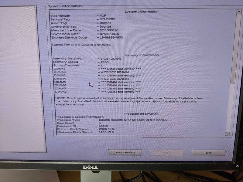 Dell Precision Tower 5810 Xeon E5-1603v3 @ 2.8GHz 8GB RAM with GPU NO HDD