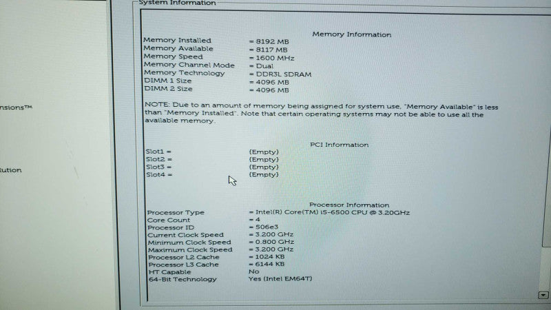 Dell OptiPlex 3040 i5-6500@3.2GHz 8GB DDR3 No HDD [