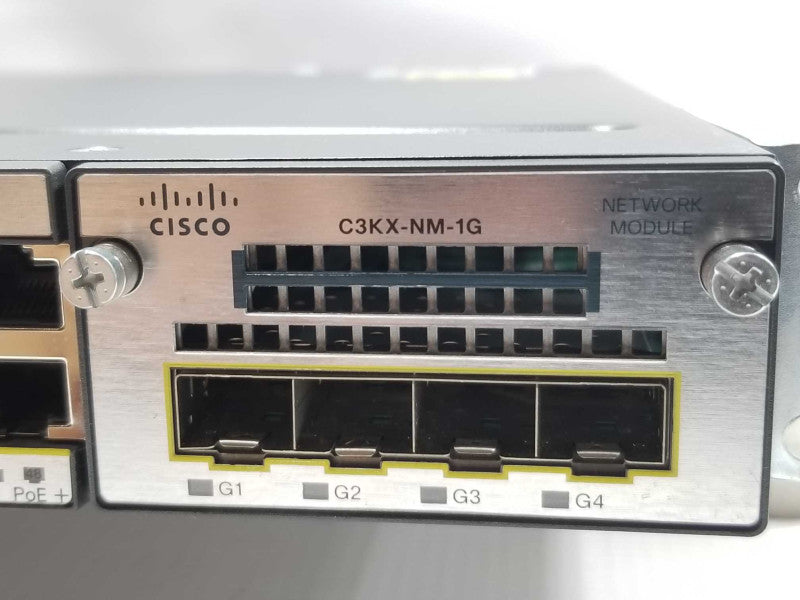 Cisco WS-C3750X-48PF-S Stack 48 10/100/1000 PoE Plus IP Base w/ C3KX-NM-1G QTY ~
