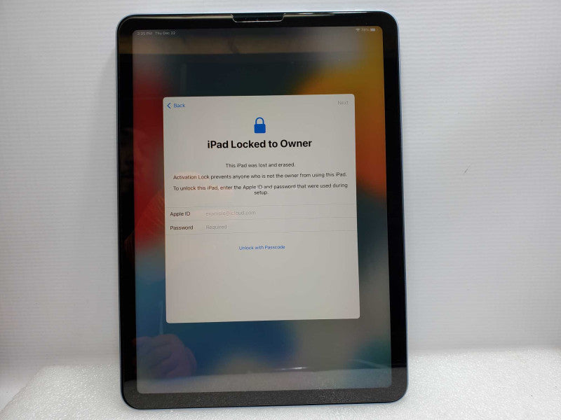 Apple iPad Air 4th Gen - Unknown Storage [Activation Lock - As Is] (