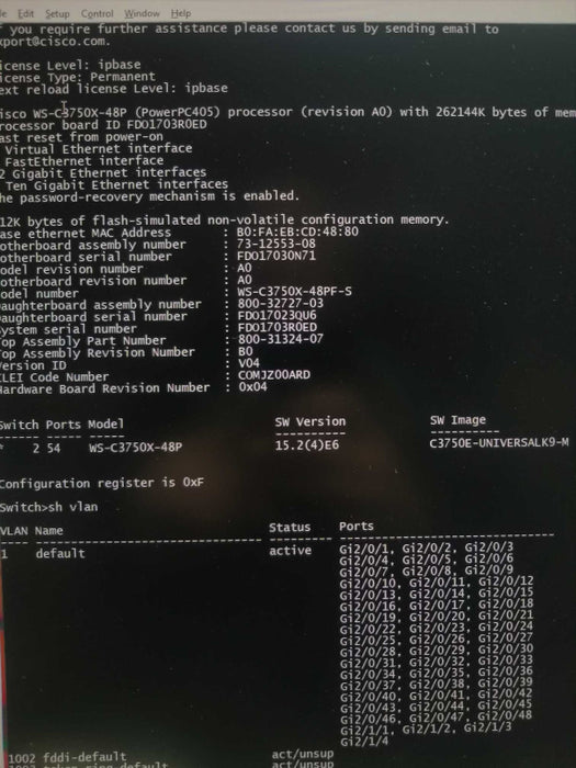 Cisco WS-C3750X-48PF-S Stack 48 Gigabit PoE Plus IP Base w/ C3KX-NM-1G QTY ~