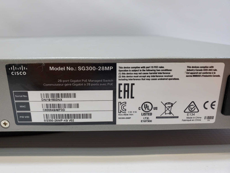 Cisco SG300-28MP K9 28-Port Gigabit PoE Managed Switch (