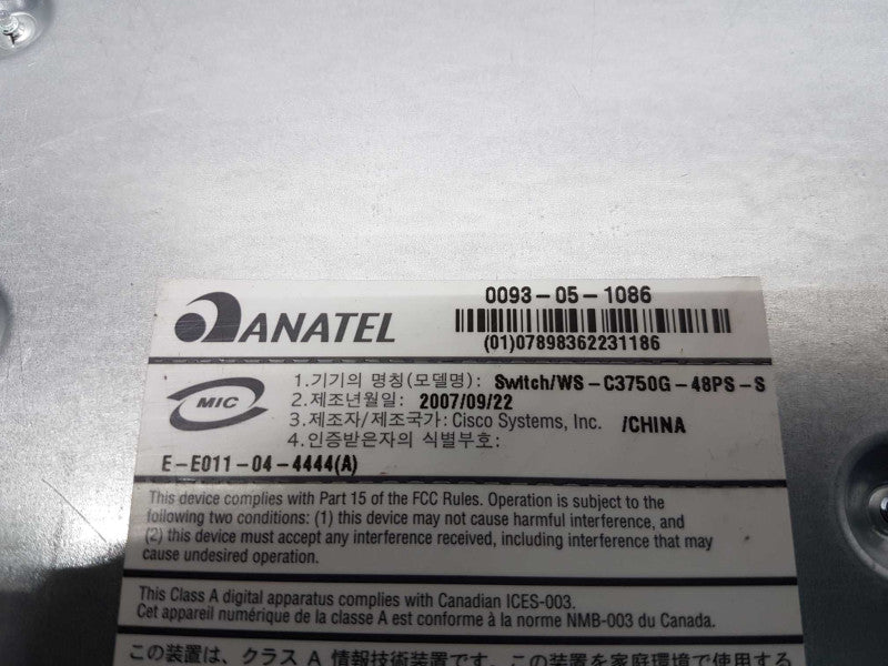 Cisco Catalyst 3750G-PoE Series / WS-C3750G-48PS-S / Factory Reset #
