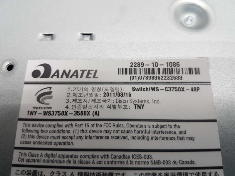 Cisco 3750-x series gigabit PoE Switch WS-C3750X-48PF-L / 1x PSU #