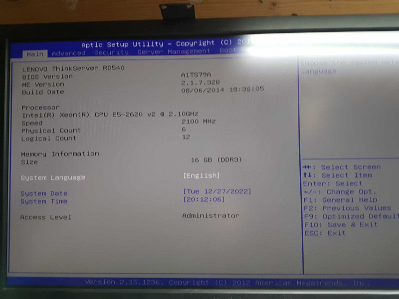 Lenovo Thinkserver RD540 Xeon E5-2620 V2 @ 2.10ghz / 16gb ram / read #