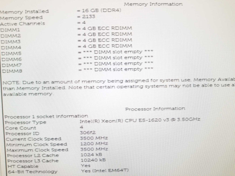Dell Precision T5810 Xeon E5-1620(v3) 3.5GHz/16GB ECC, Quadro K2200, No HDD ~