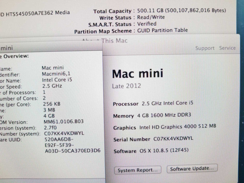 Mac mini - L.2012 i5-3210M 2.5GHz/4GB, Intel HD4000, 500GB HDD, ~