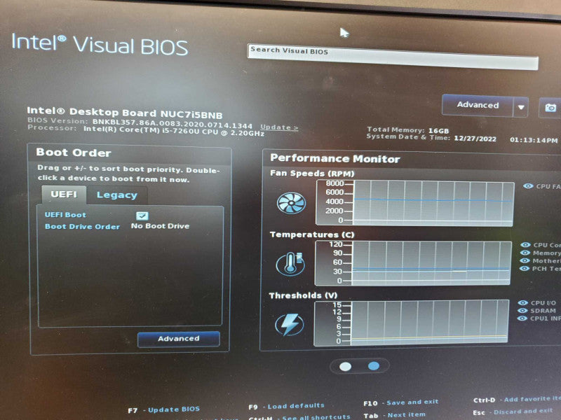 Intel NUC BOXNUC7i5BNH i5-7260U @ 2.20GHz 16GB RAM - NO HDD (